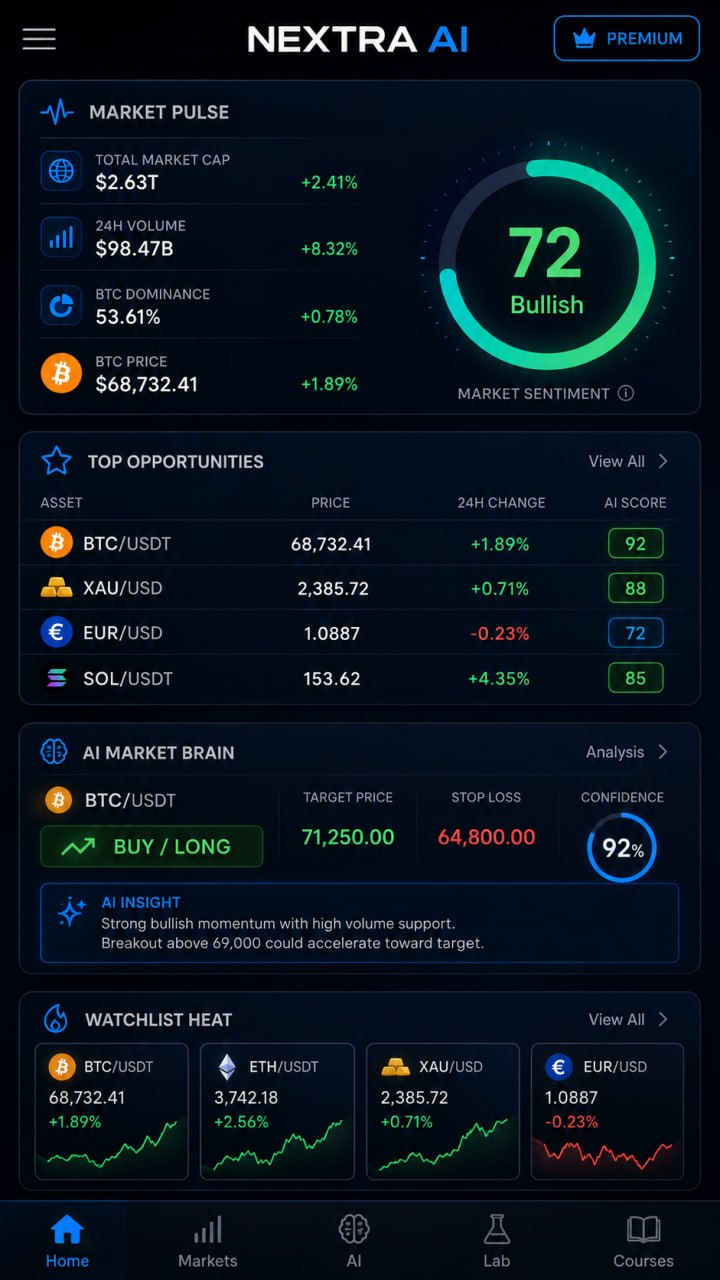 NEXTRA AI Home screen